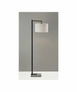 Floor Lamps Adesso Devin 60.75" Matte Black/Gray Floor Lamp With Drum Shade (5019-01)