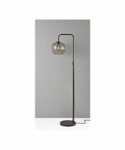 Floor Lamps Adesso Ashton 58.75" Matte Black Floor Lamp With Round Shade (3438-01)