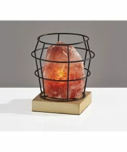 Table Lamps Simplee Adesso Faith Incandescent Table Lamp, Pink Himalayan Salt/Natural Wood/Black (SL1147-12)