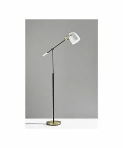Floor Lamps Adesso Casey 65"H Antique Brass/White/Black Floor Lamp With Dome Shade (3495-21)