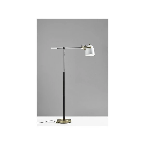 Floor Lamps Adesso Casey 65"H Antique Brass/White/Black Floor Lamp With Dome Shade (3495-21) 4 Floor Lamps Adesso Casey 65"H Antique Brass/White/Black Floor Lamp With Dome Shade (3495-21) - Image 2