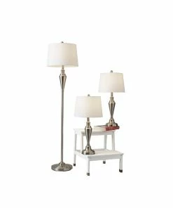 Simplee Adesso Glendale Antique Brass Floor Lamps With Drum Shades, 3/Set (1583-22)