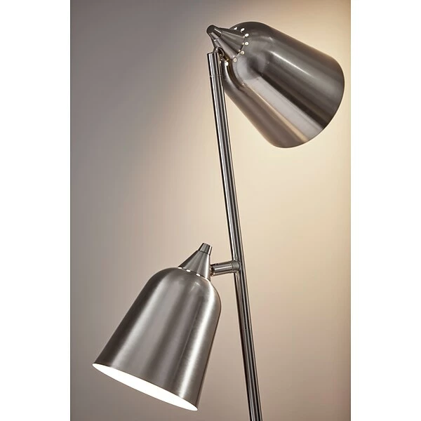Floor Lamps Adesso Malcolm 57.5"H Brushed Steel Floor Lamp With Cone Shades (3237-22) 6 Floor Lamps Adesso Malcolm 57.5"H Brushed Steel Floor Lamp With Cone Shades (3237-22) - Image 4