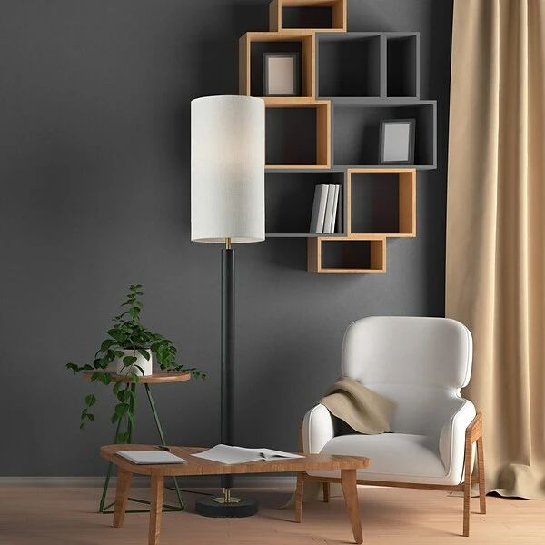 Floor Lamps Adesso Hollywood 58" Antique Brass/Black Floor Lamp With Cylindrical Shade (4174-01) 4 Floor Lamps Adesso Hollywood 58" Antique Brass/Black Floor Lamp With Cylindrical Shade (4174-01) - Image 2