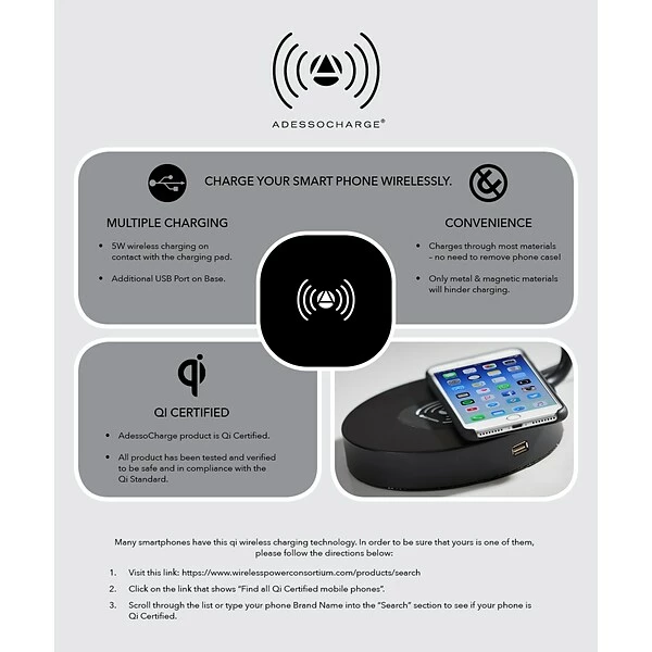 Desk Lamps Simplee Adesso Declan AdessoCharge LED Desk Lamp, 16", Glossy Black (SL4904-01) 9 Desk Lamps Simplee Adesso Declan AdessoCharge LED Desk Lamp, 16", Glossy Black (SL4904-01) - Image 7