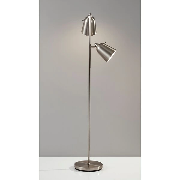Floor Lamps Adesso Malcolm 57.5"H Brushed Steel Floor Lamp With Cone Shades (3237-22) 5 Floor Lamps Adesso Malcolm 57.5"H Brushed Steel Floor Lamp With Cone Shades (3237-22) - Image 3