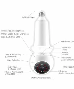 Security Cameras & Systems Amaryllo Zeus Biometric Auto-Tracking Light Bulb Indoor Security Camera, White (ACR1501R23WHE26) -ADESSO-shop sp117593357 s7