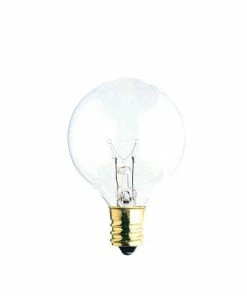 LED Lightbulbs Bulbrite 40 Watt Incandescent G12 Globe Bulb, Clear Dimmable Candelabra Screw Base (E12) Warm White Light Bulb, 50/Pack(861050)
