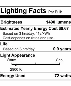 LED Lightbulbs Bulbrite Halogen A19 Medium Screw Base (E26) Light Bulb, 72 Watt (100 Watt Incandescent Equivalent), 12/Pack (860627)