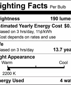 LED Lightbulbs Bulbrite LED T14 4W Dimmable Nostalgic 2200K Antique Amber, Light Bulb, 2 Pack (776511)