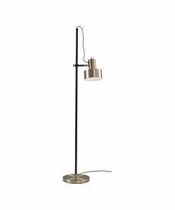 Floor Lamps Adesso Clayton 56.5" Matte Black/Antique Brass Floor Lamp With Cylindrical Shade (3587-01)