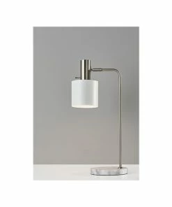Desk Lamps Adesso Emmett Incandescent Desk Lamp, 23.25", Brushed Steel/Matte White (3158-02)
