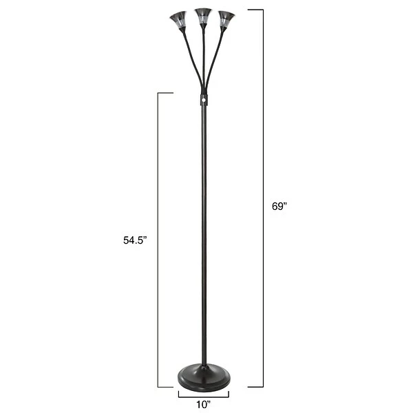 Floor Lamps Lavish Home LED Floor Lamp Black (M100018) 3 Floor Lamps Lavish Home LED Floor Lamp Black (M100018)
