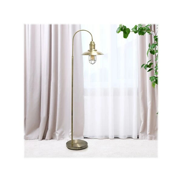 Floor Lamps Lalia Home Barnlitt 64" Antique Brass Floor Lamp With Round Cage Shade (LHF-5022-AB) 7 Floor Lamps Lalia Home Barnlitt 64" Antique Brass Floor Lamp With Round Cage Shade (LHF-5022-AB) - Image 5
