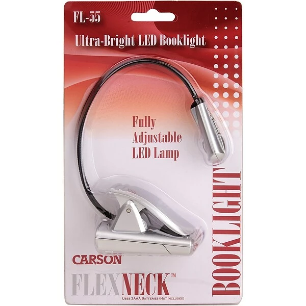 Standard Lightbulbs Carson Optical FlexNeck 6 In. Fully-Adjustable Booklight, Silver (FL-55) 4 Standard Lightbulbs Carson Optical FlexNeck 6 In. Fully-Adjustable Booklight, Silver (FL-55) - Image 2