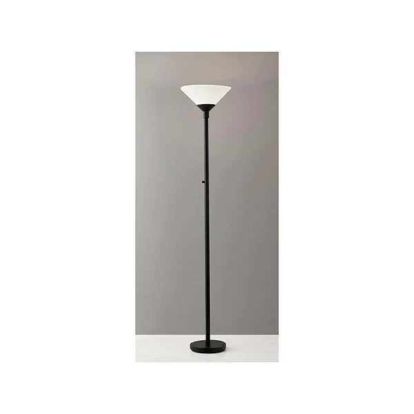 Adesso Home Floor Lamps Adesso® Aries 73"H 300 W Torchiere, Black With White Acrylic Cone Shade (7500-01) 3 Adesso Home Floor Lamps Adesso® Aries 73"H 300 W Torchiere, Black With White Acrylic Cone Shade (7500-01)