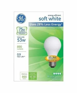 Standard Lightbulbs GE Energy Efficient Lighting 53 Watts Soft White Halogen Bulbs, 4/Pack (66248)
