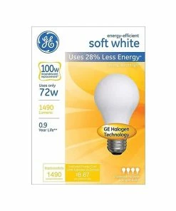 Standard Lightbulbs GE Energy Efficient Lighting 72 Watts Soft White Halogen Bulbs, 4/Pack (66249)