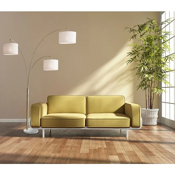 Adesso Home Floor Lamps Adesso® Bowery 74"H 3-Arm Floor Lamp, Antique Brass With Off-White Fabric Shades (4250-21) 3 Adesso Home Floor Lamps Adesso® Bowery 74"H 3-Arm Floor Lamp, Antique Brass With Off-White Fabric Shades (4250-21)