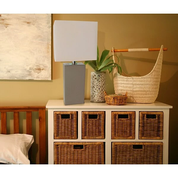 Table Lamps Elegant Designs Incandescent Leather Table Lamp, Gray (LT1025-GRY) 4 Table Lamps Elegant Designs Incandescent Leather Table Lamp, Gray (LT1025-GRY) - Image 2