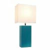 Table Lamps Elegant Designs Incandescent Leather Table Lamp, Teal (LT1025-TEL)