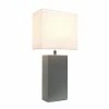 Table Lamps Elegant Designs Incandescent Leather Table Lamp, Gray (LT1025-GRY)