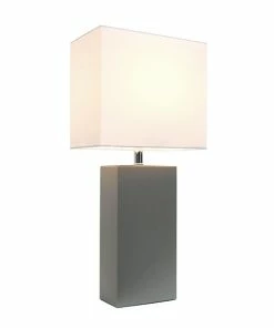 Table Lamps Elegant Designs Incandescent Leather Table Lamp, Gray (LT1025-GRY)