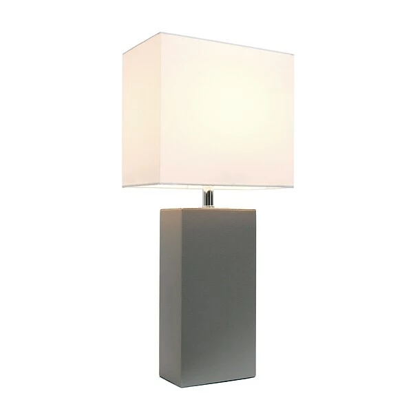 Table Lamps Elegant Designs Incandescent Leather Table Lamp, Gray (LT1025-GRY) 3 Table Lamps Elegant Designs Incandescent Leather Table Lamp, Gray (LT1025-GRY)