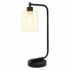 Desk Lamps Simple Designs Bronson Antique Style Industrial Iron Lantern Desk Lamp With Glass Shade, Black (2637380)