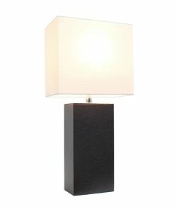 Table Lamps Elegant Designs Incandescent Leather Table Lamp, Brown (LT1025-BWN)