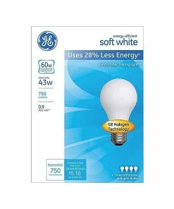 Standard Lightbulbs GE 43 Watt, 620 Lumen, Soft White Halogen Bulb, 4/Pack (66247)