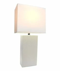 Table Lamps Elegant Designs Incandescent Leather Table Lamp, White (LT1025-WHT)