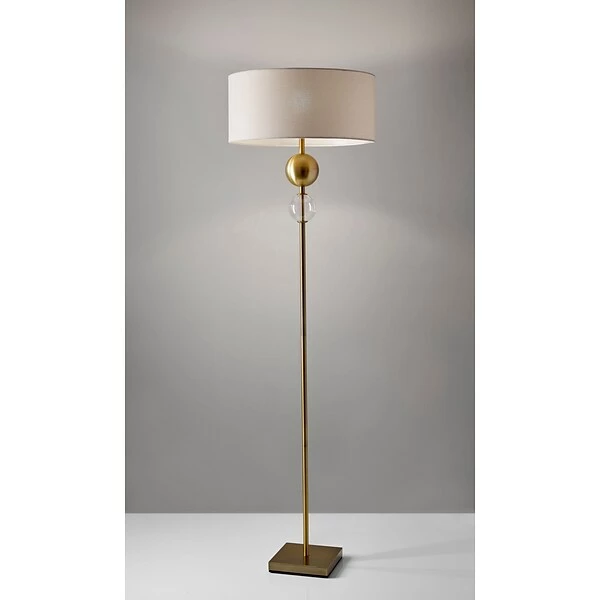 Adesso Home Floor Lamps Adesso® Chloe 69"H Floor Lamp, Antique Brass With Off-White Fabric Drum Shade (4187-21) 3 Adesso Home Floor Lamps Adesso® Chloe 69"H Floor Lamp, Antique Brass With Off-White Fabric Drum Shade (4187-21)
