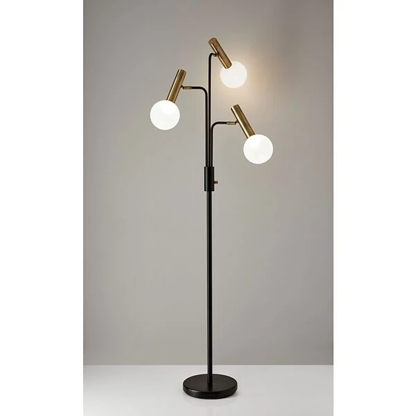 Adesso Home Floor Lamps Adesso® Sinclair 70"H Black And Antique Brass 3-Arm LED Floor Lamp With Frosted Glass Shades (3765-01) 3 Adesso Home Floor Lamps Adesso® Sinclair 70"H Black And Antique Brass 3-Arm LED Floor Lamp With Frosted Glass Shades (3765-01)