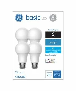 Standard Lightbulbs GE Basic 10W A19 LED Bulb, 4/Pack (37004)