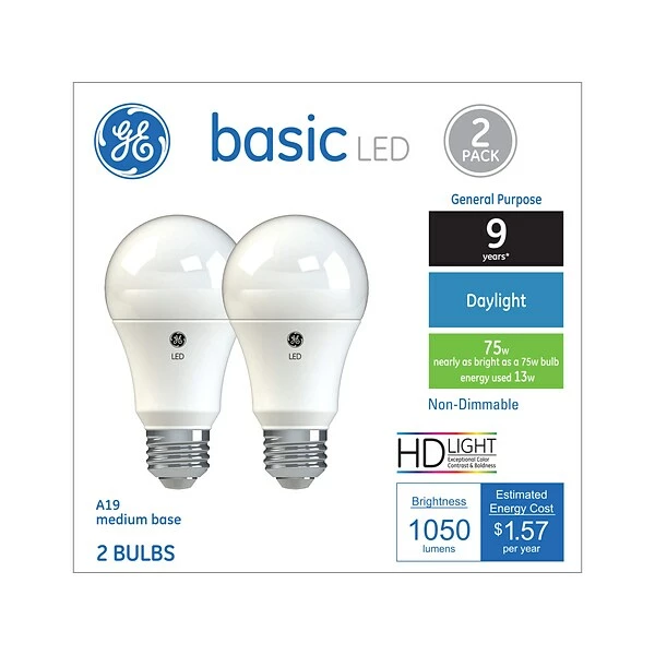 Standard Lightbulbs GE Basic 13W A21 LED Bulb, 2/Pack (37019) 3 Standard Lightbulbs GE Basic 13W A21 LED Bulb, 2/Pack (37019)