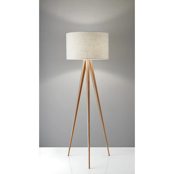 Adesso Home Floor Lamps Adesso® Director 60.25"H Floor Lamp, Natural With Off-White Fabric Drum Shade (6424-12) 3 Adesso Home Floor Lamps Adesso® Director 60.25"H Floor Lamp, Natural With Off-White Fabric Drum Shade (6424-12)