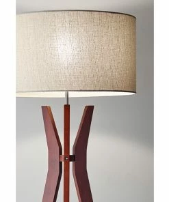 ADESSO-shop 20 Adesso Home Floor Lamps Adesso® Bedford 59.5"H Shelf Floor Lamp, Walnut With Oatmeal Fabric Drum Shade (3471-15)