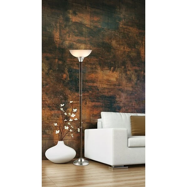 Adesso Home Floor Lamps Adesso® Alta 71"H 300W Torchiere, Walnut With Frosted Glass Bowl Shade (7207-15) 3 Adesso Home Floor Lamps Adesso® Alta 71"H 300W Torchiere, Walnut With Frosted Glass Bowl Shade (7207-15)