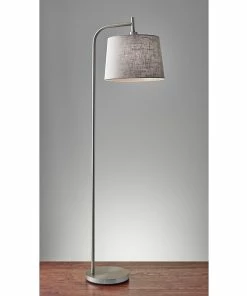 Adesso Home Floor Lamps Adesso® Blake 58"H Floor Lamp, Brushed Steel With Grey Fabric Drum Shade (4071-22)